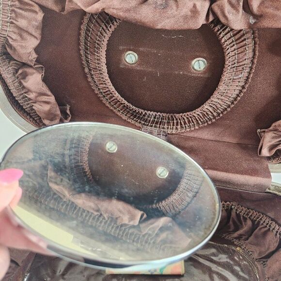 Vintage 50s 60s SKYWAY Luggage Train Cosmetic Case Mid Century Pinup Glam Travel - Picture 13 of 13